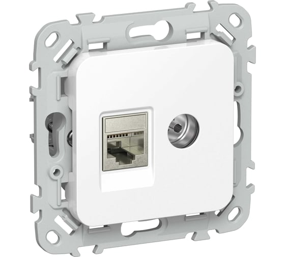 Розетка IEK FLITE 2-местная RJ45/TV категория 5Е STP РКТВ5е-2-1-ФлБ белый FI-AK21-1-K01