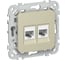 Розетка IEK FLITE 2-местная RJ45/RJ11 категория 6/3 UTP РКТ6/3-2-0-ФлШ шампань FI-KT22-2-K37 1