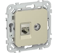 Розетка IEK FLITE 2-местная RJ45/TV категория 5Е STP РКТВ5е-2-1-ФлШ шампань FI-AK21-1-K37