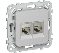 Розетка IEK FLITE 2-местная RJ45/RJ11 категория 6/3 STP РКТ6/3-2-1-ФлА алюминий FI-KT21-2-K47