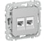 Розетка IEK FLITE 2-местная RJ45/RJ11 категория 5Е/3 UTP РКТ5е/3-2-0-ФлА алюминий FI-KT22-1-K47 1