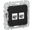Розетка IEK FLITE 2-местная RJ45/RJ11 категория 6/3 UTP РКТ6/3-2-0-ФлЧ черный FI-KT22-2-K02 1