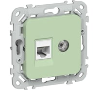 Розетка IEK FLITE 2-местная RJ45/TV категория 5Е UTP РКТВ5е-2-0-ФлФ фисташковый FI-AK22-1-K93
