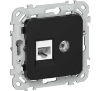 Розетка IEK FLITE 2-местная RJ45/TV категория 6 UTP РКТВ6-2-0-ФлЧ черный FI-AK22-2-K02