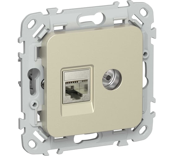 Розетка IEK FLITE 2-местная RJ45/TV категория 6 STP РКТВ6-2-1-ФлШ шампань FI-AK21-2-K37