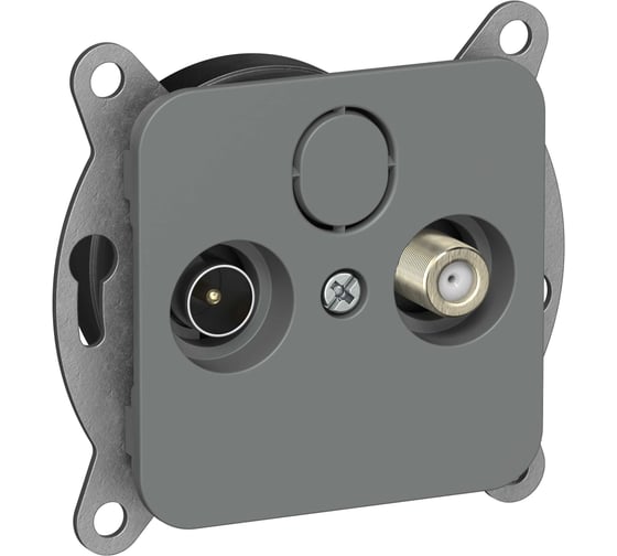 Розетка IEK FLITE 2-местная TV+SAT экранированная проходная РТВс-2-1-2-ФлМА мокрый асфальт FI-AF23-P-K80