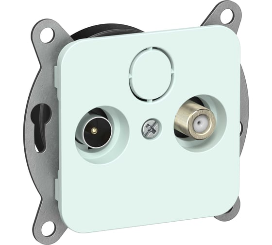 Розетка IEK FLITE 2-местная TV+SAT экранированная проходная РТВс-2-1-2-ФлХЛ холодный лед FI-AF23-P-K94