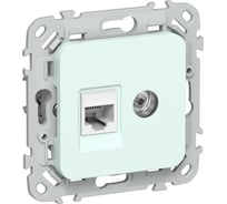 Розетка IEK FLITE 2-местная RJ45/TV категория 5Е UTP РКТВ5е-2-0-ФлХЛ холодный лед FI-AK22-1-K94