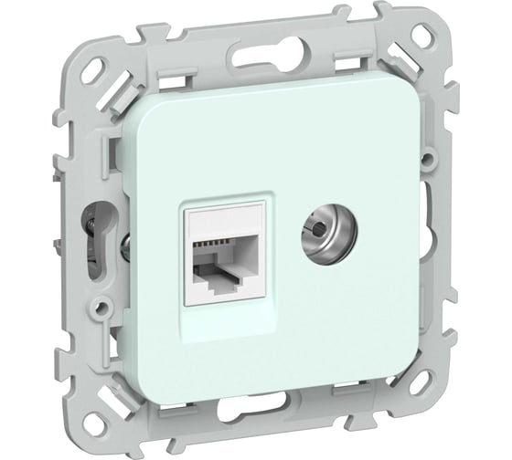Розетка IEK FLITE 2-местная RJ45/TV категория 5Е UTP РКТВ5е-2-0-ФлХЛ холодный лед FI-AK22-1-K94