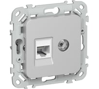 Розетка IEK FLITE 2-местная RJ45/TV категория 6 UTP РКТВ6-2-0-ФлА алюминий FI-AK22-2-K47