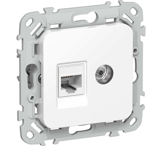 Розетка IEK FLITE 2-местная RJ45/TV категория 6 UTP РКТВ6-2-0-ФлБ белый FI-AK22-2-K01