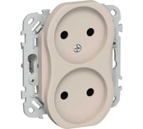 Розетка IEK FLITE 2-местная без заземления без защитных шторок 10А РС02-0-ФлЛ льняной FI-R20-10-K88