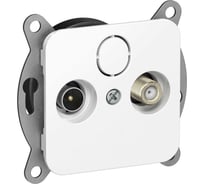 Розетка IEK FLITE 2-местная TV+SAT экранированная проходная РТВс-2-1-2-ФлБ белый FI-AF23-P-K01