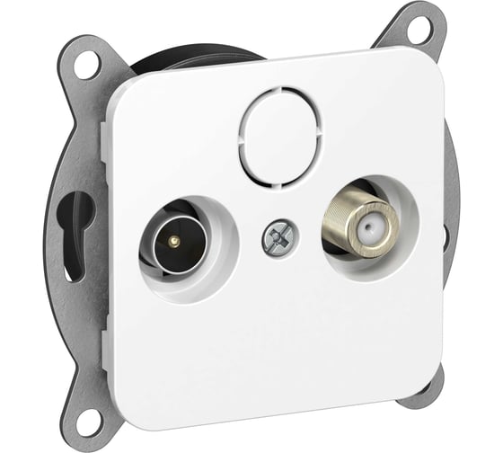 Розетка IEK FLITE 2-местная TV+SAT экранированная проходная РТВс-2-1-2-ФлБ белый FI-AF23-P-K01