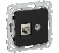 Розетка IEK FLITE 2-местная RJ45/TV категория 6 STP РКТВ6-2-1-ФлЧ черный FI-AK21-2-K02