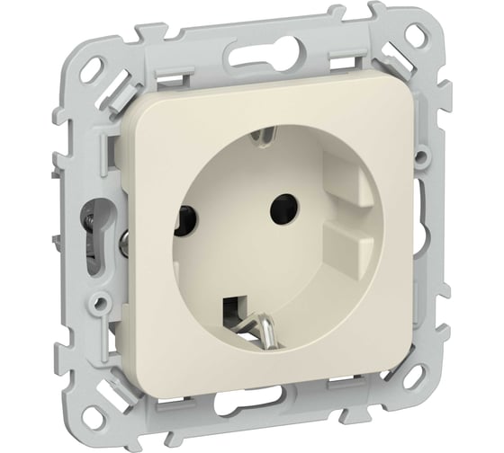 Розетка IEK FLITE с з/к/ш б/к 16А РСш11-1-ФлСл сливочный FI-R14-16-1-K86