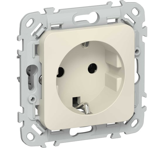 Розетка IEK FLITE с з/к без з/ш б/к 16А РС11-1-ФлСл сливочный FI-R11-16-1-K86