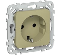 Розетка IEK FLITE с з/к без з/ш б/к 16А РС11-1-ФлО оливковый FI-R11-16-1-K26