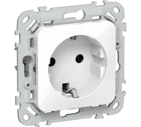 Розетка IEK FLITE с з/к без з/ш б/к 16А РС11-1-ФлБ белый FI-R11-16-1-K01