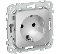 Розетка IEK FLITE с з/к/ш б/к 16А РСш11-1-ФлА алюминий FI-R14-16-1-K47