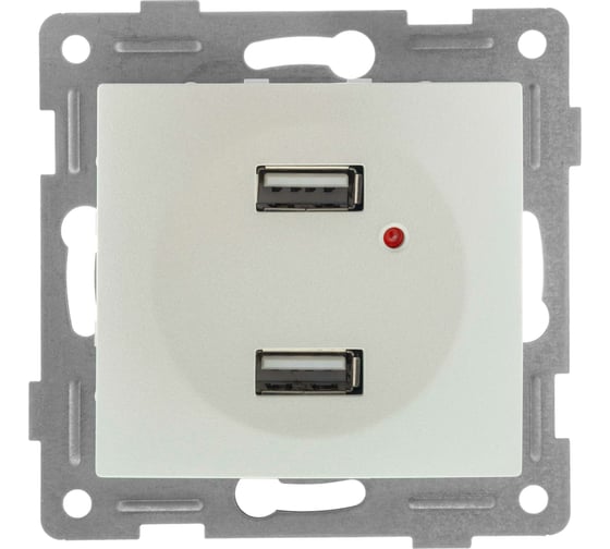 Механизм розетки GUSI ELECTRIC USB, двойной, СУ, жемчуг С11USB2-028 1