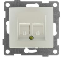 Механизм розетки GUSI ELECTRIC компьютерная + телефонная RJ45, RJ12, СУ, жемчуг С10КТ-028