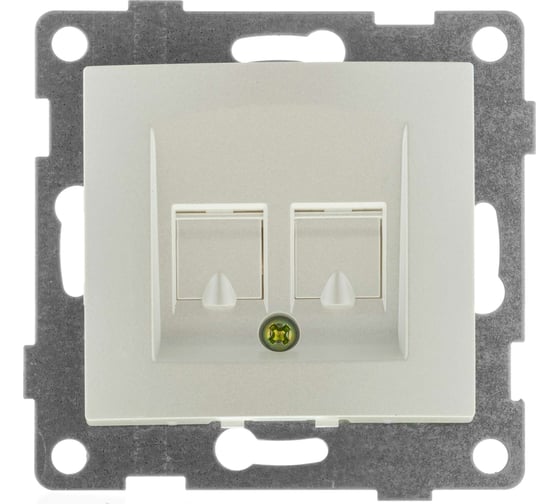 Механизм розетки GUSI ELECTRIC компьютерная + телефонная RJ45, RJ12, СУ, жемчуг С10КТ-028