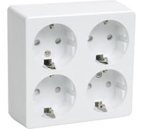 Розетка IEK РС24-3-ББ четырехместн. с з/к для открытой установки БРИКС цвет: белый ERB41-K01-16-DC