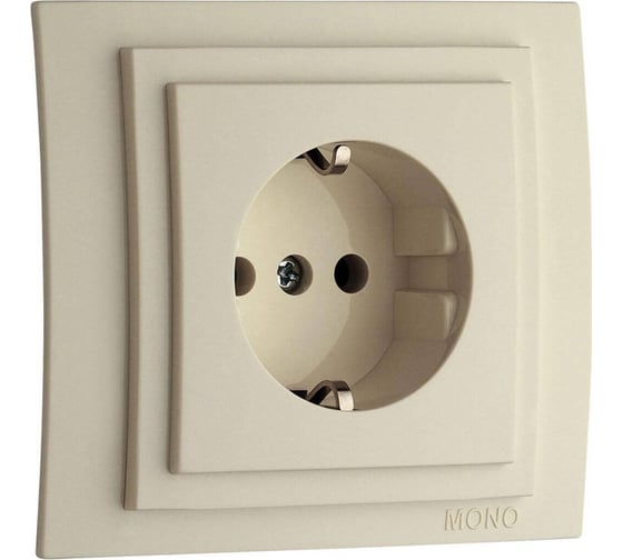 Розетка MONO ELECTRIC Larissa, с заземлением, кремовая 103-171721-117 1