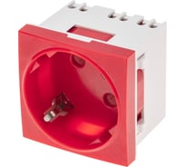 Розетка электрическая REXANT 45x45, CEE 7/4, 2K+3, 16A, красная 11-8978