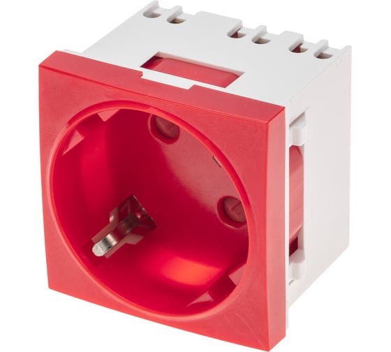 Розетка электрическая REXANT 45x45, CEE 7/4, 2K+3, 16A, красная 11-8978