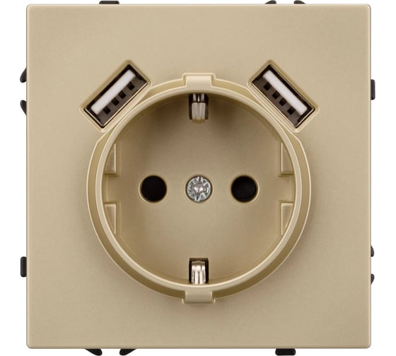 Розетка Arlight ARL NOBE заземляющий контакт, со шторками с USB тип А+А софт-тач золотой песок SCT-MUAA-SFPL 1шт 054290(1)