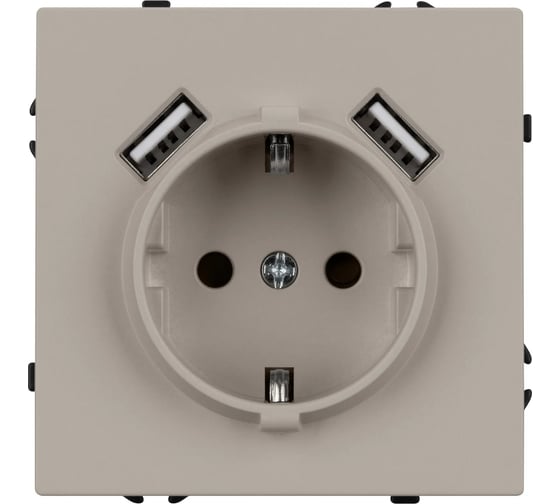 Розетка Arlight ARL NOBE заземляющий контакт, со шторками с USB тип А+А софт-тач кашемир SCT-MUAA-SFPL-CA 1шт 059442(1)