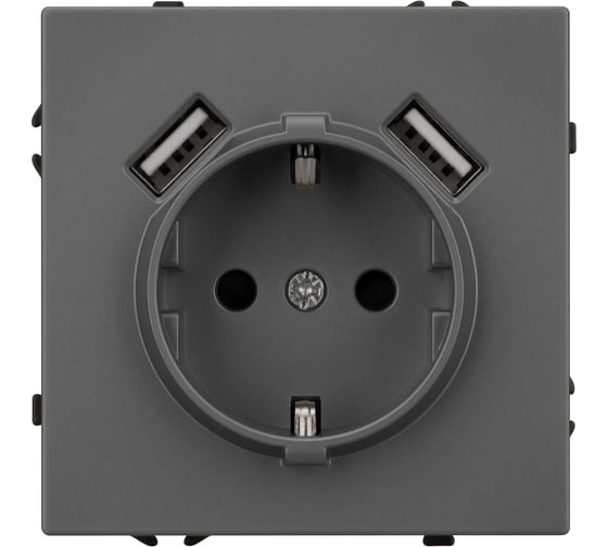 Розетка Arlight ARL NOBE заземляющий контакт, со шторками с USB тип А+А софт-тач серый базальт SCT-MUAA-SFPL 1шт 054291(1)