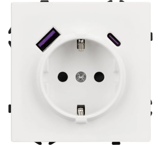Розетка Arlight ARL NOBE заземляющий контакт, со шторками с USB тип А+С софт-тач белый кварц SCT-MUAC-SFPL-W 1шт 054284(1)