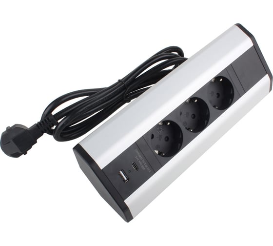 Блок розеток DORI 3+USB-A+USB-C, накладной угловой 51712