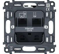 Механизм компьютерной двойной розетки Ambrella VOLT RJ-45 (8P8C) CAT6 1000 Base-T с автоматической защитной шторкой VM189
