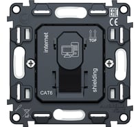 Механизм компьютерной розетки Ambrella VOLT RJ-45 (8P8C) CAT6A 1000 Base-T экранированной с автоматической защитной шторкой VM185