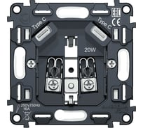 Механизм электрической розетки Ambrella VOLT 2USB С+C 20W быстрая зарядка с заземлением на винтовых зажимах 16A-250V VM165