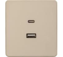 Механизм розетки KRANZ ROUND USB-A+Type-C 3А с функцией быстрой зарядки шелк KR-78-0734-7