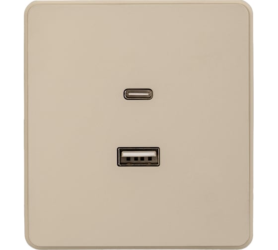 Механизм розетки KRANZ ROUND USB-A+Type-C 3А с функцией быстрой зарядки шелк KR-78-0734-7