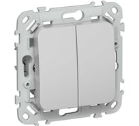 Выключатель IEK FLITE 2-клавишный 10А ВС12-1-0-ФлА алюминий FI-V20-0-10-1-K47