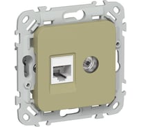 Розетка 2-я IEK FLITE RJ45/TV кат.5Е UTP РКТВ5е-2-0-ФлО ол. FI-AK22-1-K26