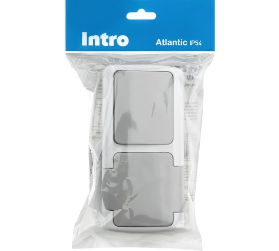 Блок розетка с выключателем Intro Atlantic 5-701-03 открытой установки IP54 серый Б0050947