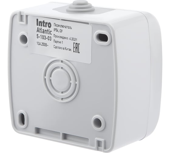 Переключатель Intro Atlantic 5-103-03 10А-250В IP54 открытой установки серый Б0050942