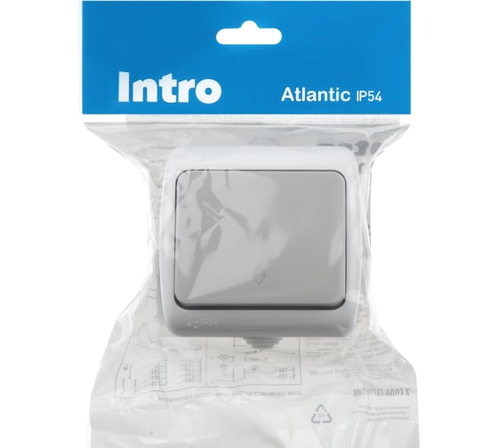 Переключатель Intro Atlantic 5-103-03 10А-250В IP54 открытой установки серый Б0050942
