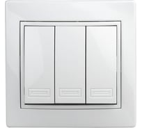 Тройной выключатель Intro Plano 1Э10601 10А250В, скрытая установка, белый Б0038827