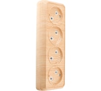 Розетка General Lighting Systems Альфа 4-х местная горизонтальная 2П открытой установки IP20 10A сосна 477044