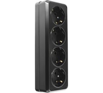 Розетка General Lighting Systems Альфа 4-х местная горизонтальная 2П+3 открытой установки IP20 16A черная 477061
