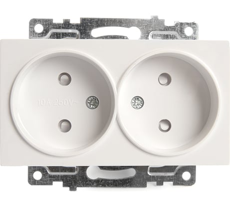 2-местная розетка STEKKER с защитной шторкой механизм без заземления, 10А, Катрин, GLS10-7113-01, белый 39573